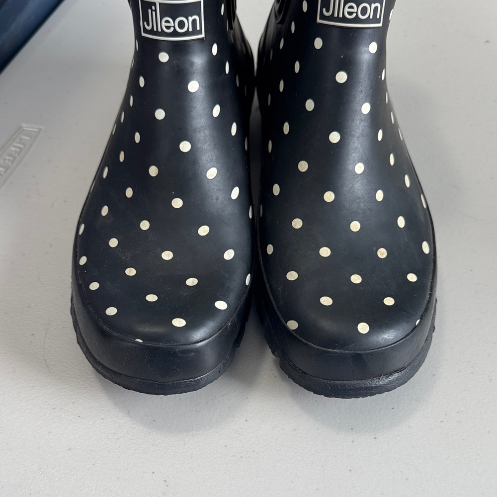 Jileon Black and White Polka Dot Rain Boots - Picture 3 of 6